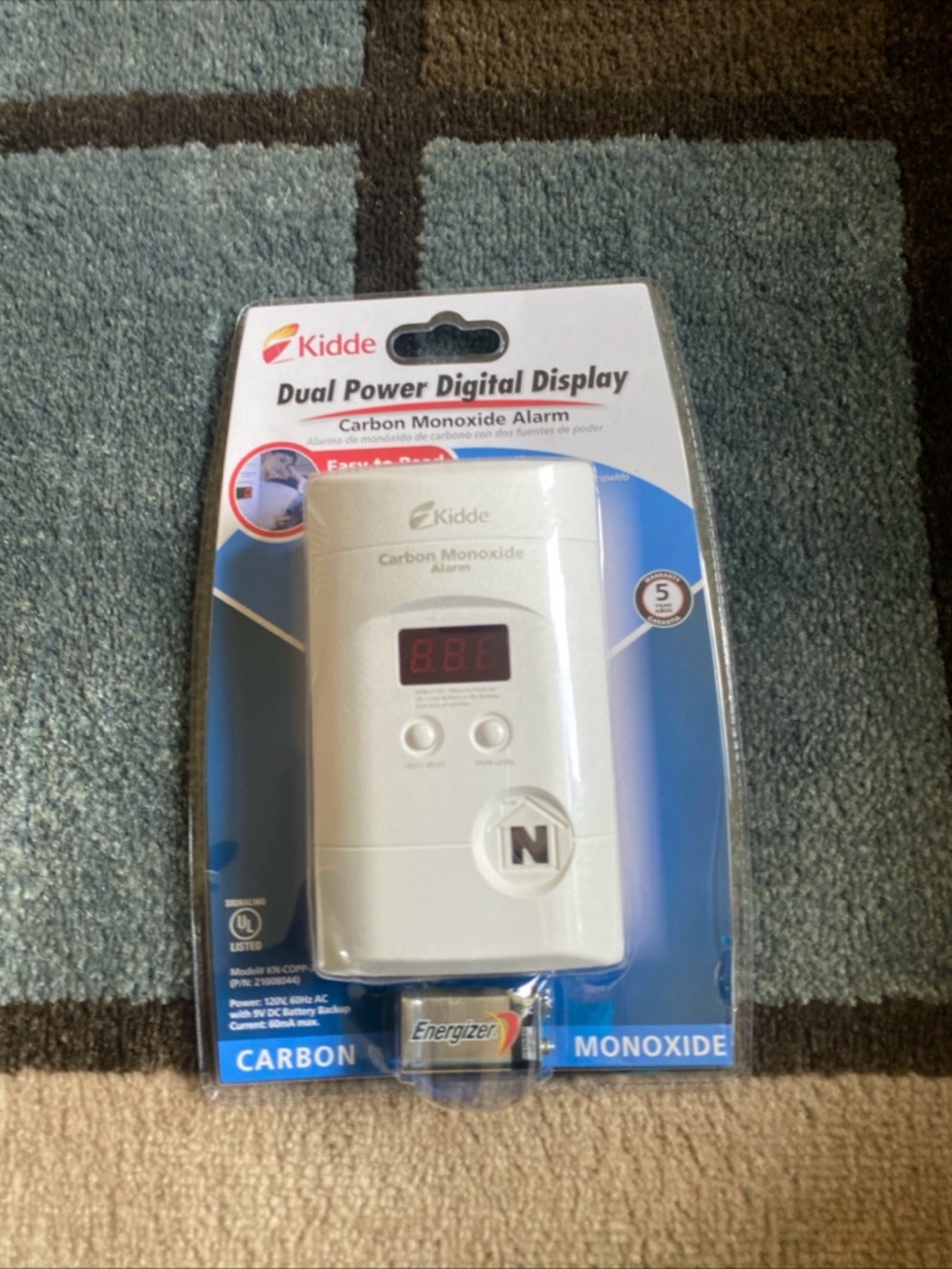 Kidde Dual Power Digital Display Carbon Monoxide Alarm - White
